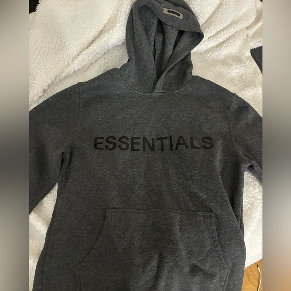 Fear of God Tops - fear of god “essentials” dark grey hoodie size m !